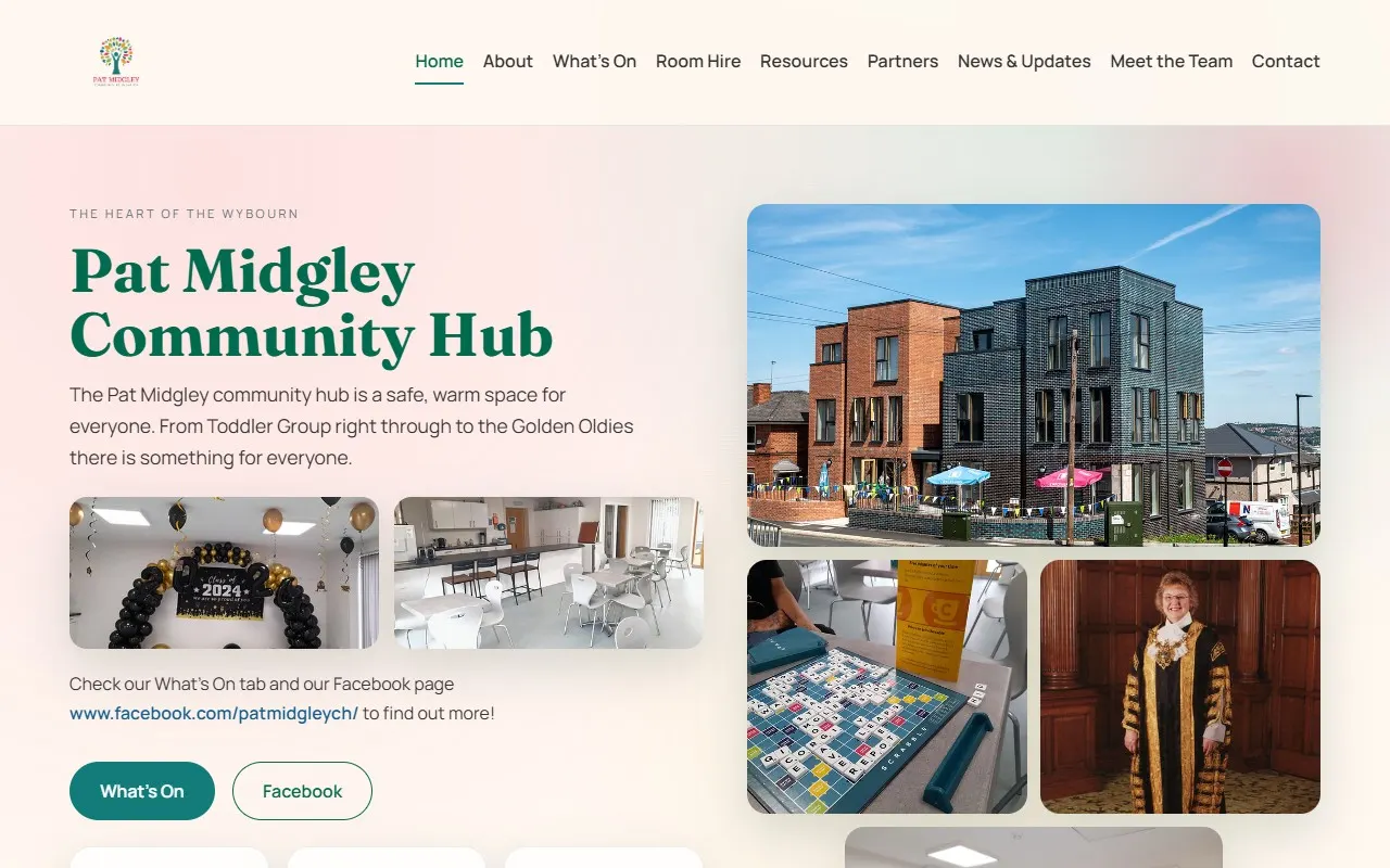 Pat Midgley Community Hub website homepage